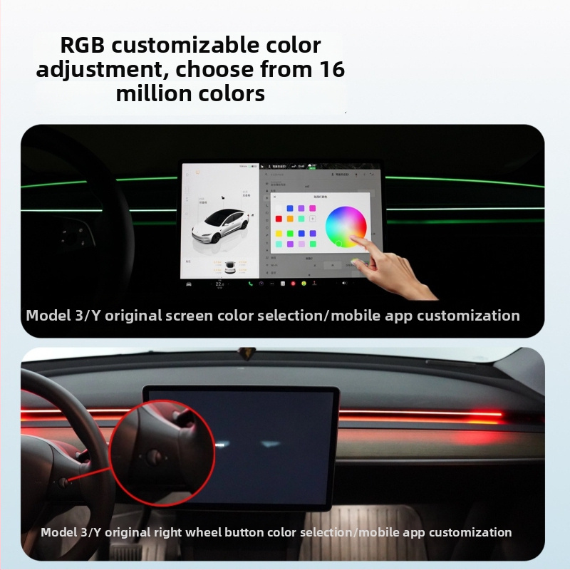 BK-060 ambientno svjetlo za Tesla Model 3/Y, središnja konzola, detekcija mrtvog kuta i inteligentno upozoravajuće svjetlo.
