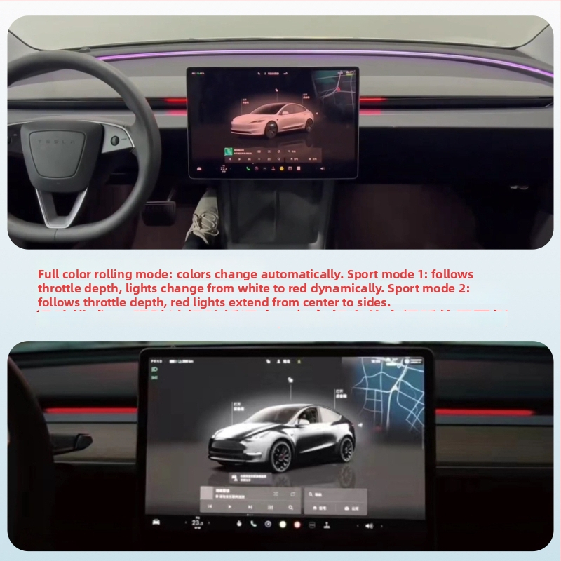 BK-060 ambientno svjetlo za Tesla Model 3/Y, središnja konzola, detekcija mrtvog kuta i inteligentno upozoravajuće svjetlo.