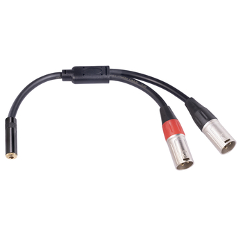 REXLIS TC227YXK402-03: Audio adapter 3,5 mm ženski na dvostruki XLR muški, metalno kućište, pozlaćeno, trožilni bakreni vodnik, linija signala