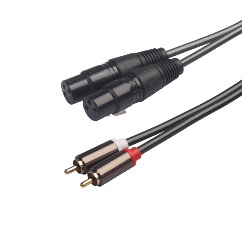 Audio kabel: 2× RCA muškim priključcima na XLR ženski, bakreni vodovi s pozlaćenim kontaktima, aluminijsko kućište i cinkovi konektori, REXLIS, model 366120-15