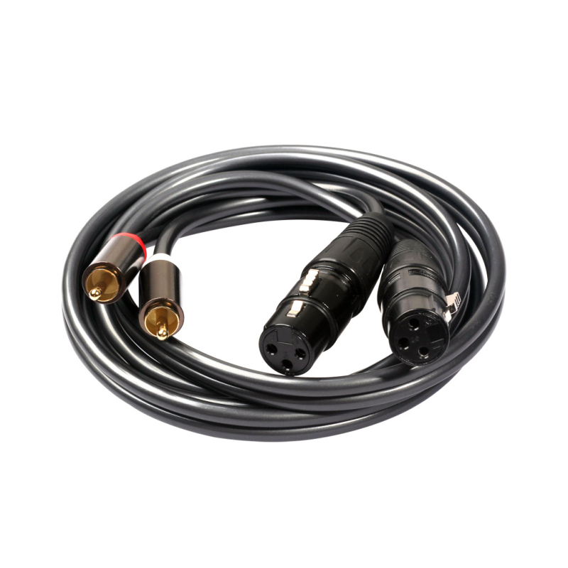 Audio kabel: 2× RCA muškim priključcima na XLR ženski, bakreni vodovi s pozlaćenim kontaktima, aluminijsko kućište i cinkovi konektori, REXLIS, model 366120-15