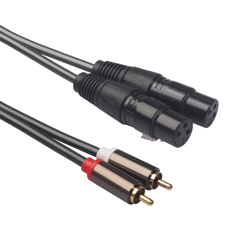 Audio kabel: 2× RCA muškim priključcima na XLR ženski, bakreni vodovi s pozlaćenim kontaktima, aluminijsko kućište i cinkovi konektori, REXLIS, model 366120-15
