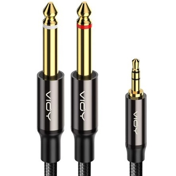 Cablu audio YHT, 3,5 mm la 6,5 mm, splitter în formă Y, conectori 1/4" și 1/8" — pentru amplificator, căști, placa de sunet, DVD, mixer