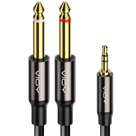 Cablu audio YHT, 3,5 mm la 6,5 mm, splitter în formă Y, conectori 1/4" și 1/8" — pentru amplificator, căști, placa de sunet, DVD, mixer