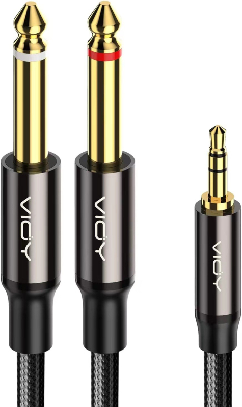 Cablu audio YHT, 3,5 mm la 6,5 mm, splitter în formă Y, conectori 1/4" și 1/8" — pentru amplificator, căști, placa de sunet, DVD, mixer