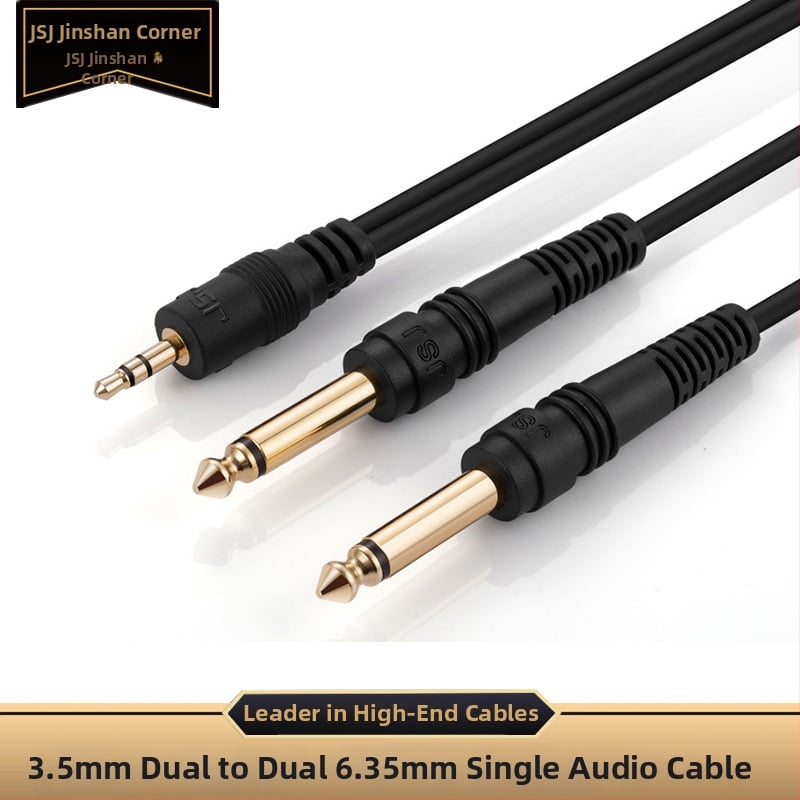JSJ 3,5 mm na dvojitý 6,35 mm audio kábel, ľavý a pravý kanál, RoHS certifikát, PVC plášť