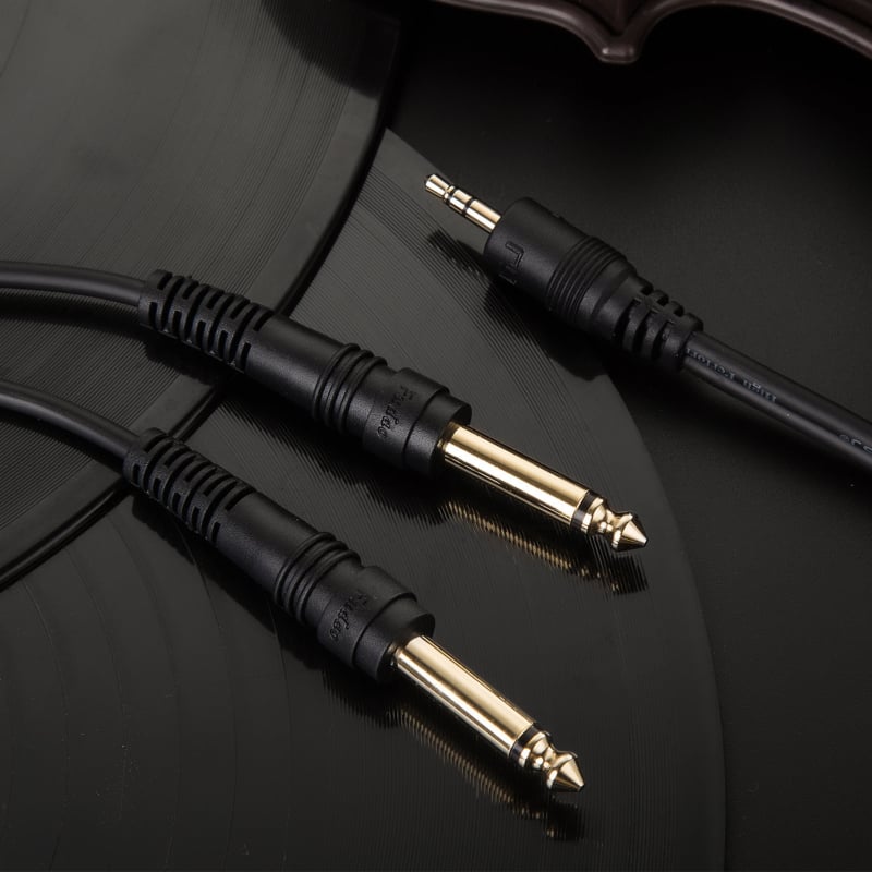 JSJ 3,5 mm na dvojitý 6,35 mm audio kábel, ľavý a pravý kanál, RoHS certifikát, PVC plášť