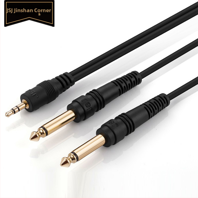 JSJ 3,5 mm na dvojitý 6,35 mm audio kábel, ľavý a pravý kanál, RoHS certifikát, PVC plášť