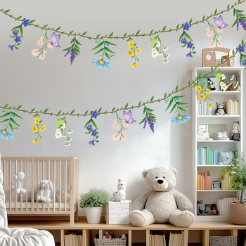 Decorațiune de spațiu: ghirlandă din hârtie cu fluturi sălbatici pe panglică pentru decor acasă