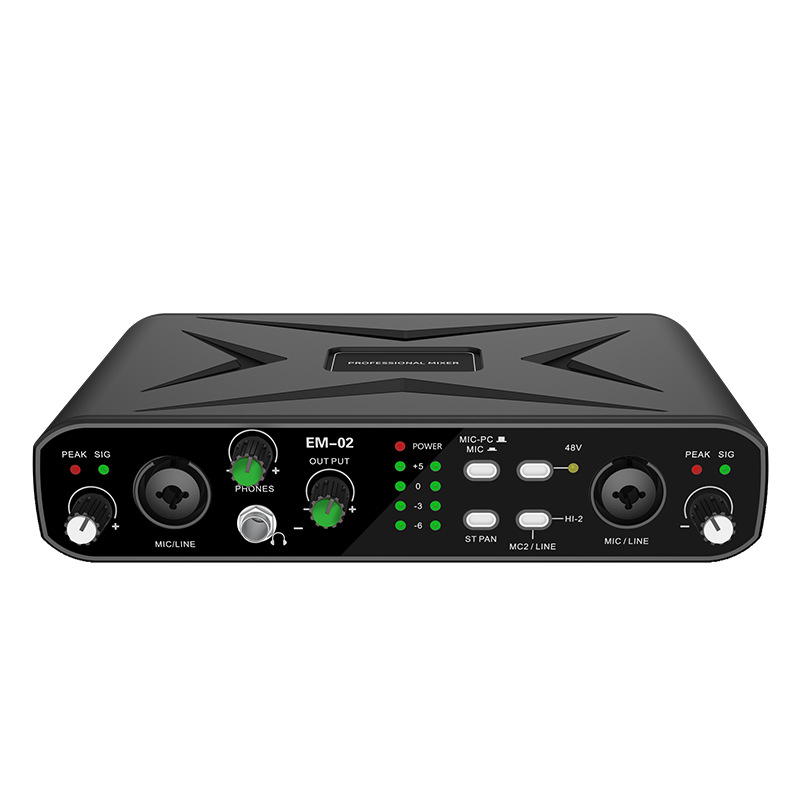 DIYO Külső USB hangkártya – professzionális, drivert nem igényel, élő közvetítésre és karaoke-ra, magas mintavételi frekvencia, kompakt keverő