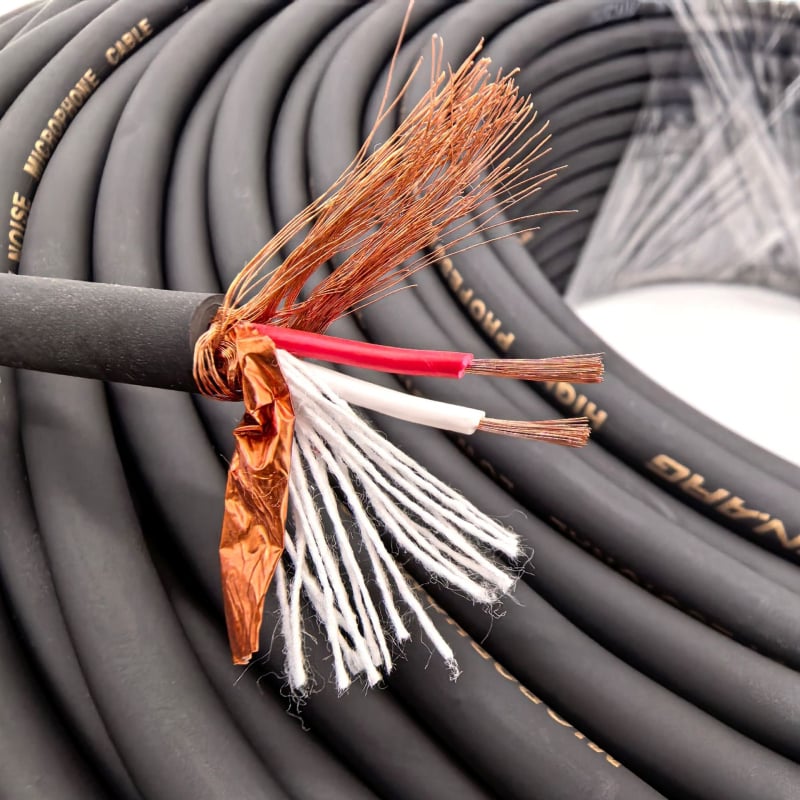 Cablu de microfon, cablu cu plasă tricotată, izolație cu fum redus și fără halogeni, echilibrat pentru semnale audio și video