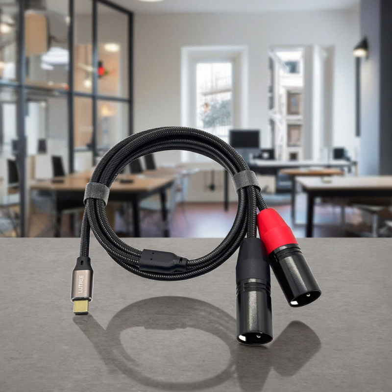 Type-C na dvostruki XLR audio kabel za digitalne uređaje – Green lan LL-XLR-0008, zlatni konektori, jezgro tinom premazano bakra, bakar bez oksidacije, ROHS