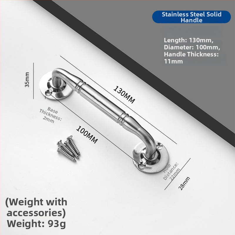 Nerđajući čelična čvrsta ručka za vrata – debeli dizajn; Model: Tn-stainless steel solid handle; pogodna za drvena vrata, velika željezna i nerđajuća čelična vrata; Stil: moderni minimalizam; Obrada: struganje, četkanje, poliranje