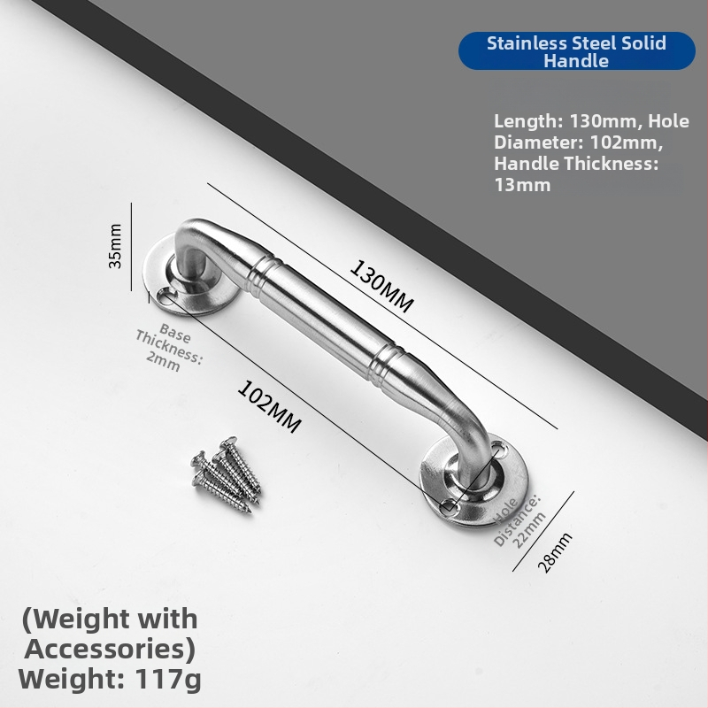 Nerđajući čelična čvrsta ručka za vrata – debeli dizajn; Model: Tn-stainless steel solid handle; pogodna za drvena vrata, velika željezna i nerđajuća čelična vrata; Stil: moderni minimalizam; Obrada: struganje, četkanje, poliranje