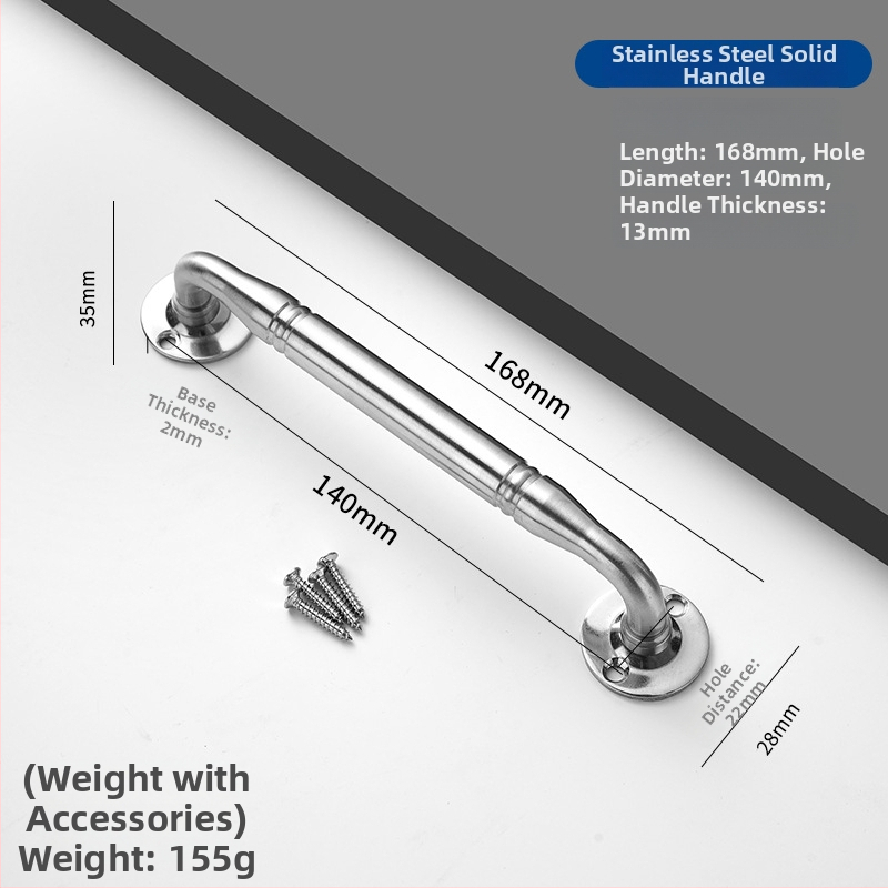 Nerđajući čelična čvrsta ručka za vrata – debeli dizajn; Model: Tn-stainless steel solid handle; pogodna za drvena vrata, velika željezna i nerđajuća čelična vrata; Stil: moderni minimalizam; Obrada: struganje, četkanje, poliranje