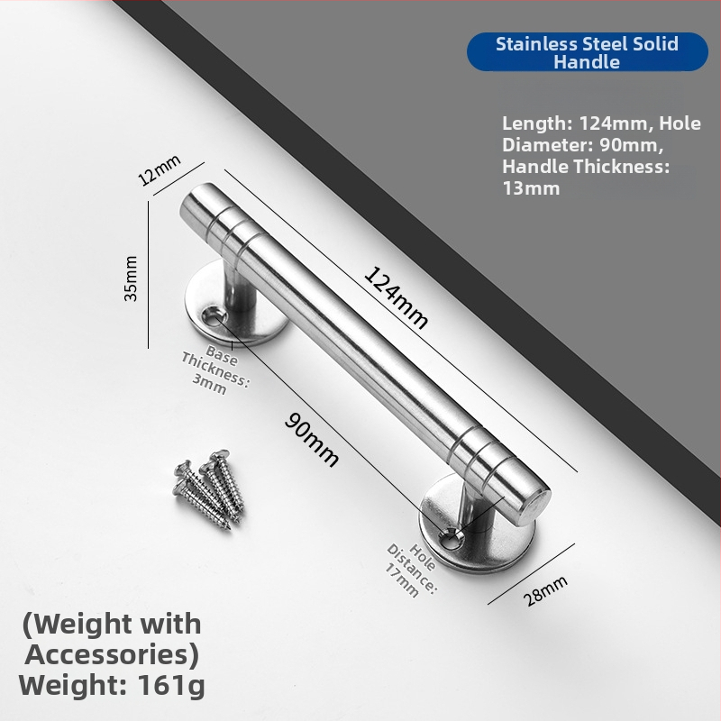 Nerđajući čelična čvrsta ručka za vrata – debeli dizajn; Model: Tn-stainless steel solid handle; pogodna za drvena vrata, velika željezna i nerđajuća čelična vrata; Stil: moderni minimalizam; Obrada: struganje, četkanje, poliranje
