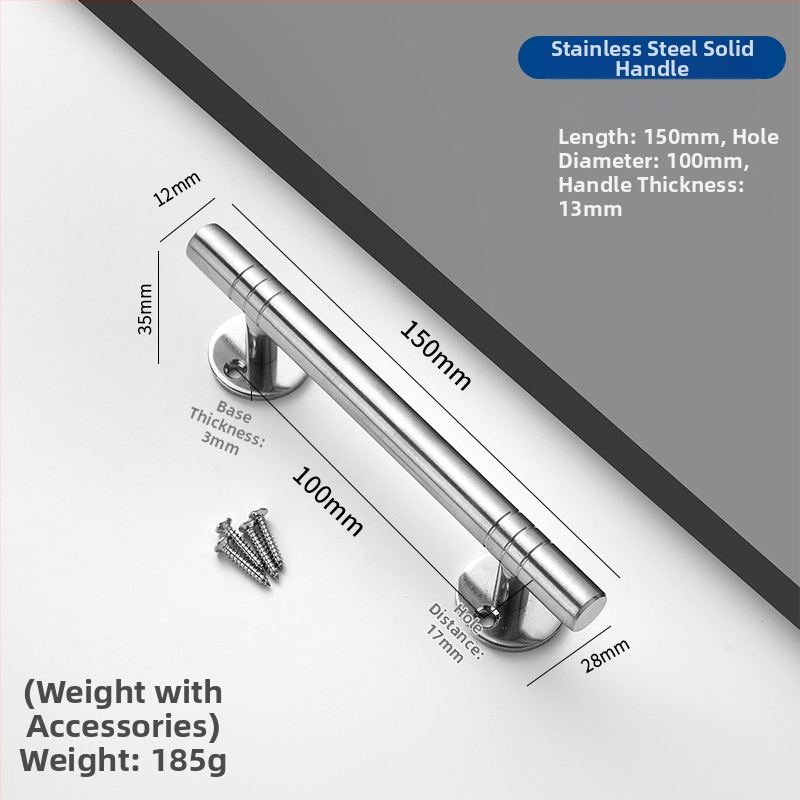Nerđajući čelična čvrsta ručka za vrata – debeli dizajn; Model: Tn-stainless steel solid handle; pogodna za drvena vrata, velika željezna i nerđajuća čelična vrata; Stil: moderni minimalizam; Obrada: struganje, četkanje, poliranje