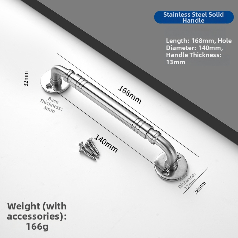 Nerđajući čelična čvrsta ručka za vrata – debeli dizajn; Model: Tn-stainless steel solid handle; pogodna za drvena vrata, velika željezna i nerđajuća čelična vrata; Stil: moderni minimalizam; Obrada: struganje, četkanje, poliranje