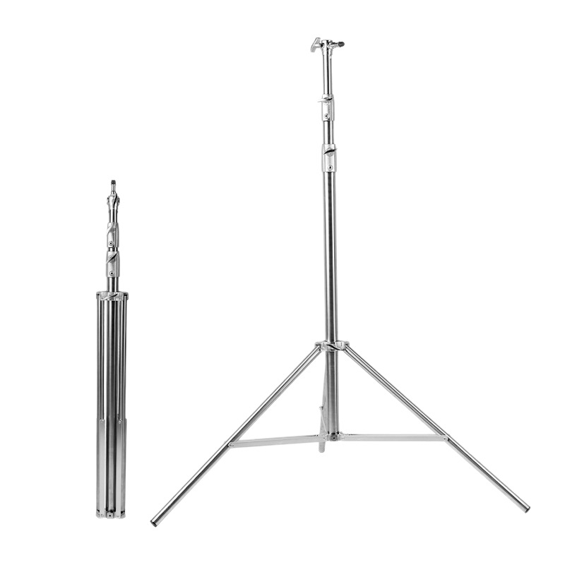 Stativ de iluminare din oțel inoxidabil pentru fotografiere live – încărcare 10 kg, diametru țeavă 25/30/35 mm, 3 secțiuni, greutate 2.35 kg