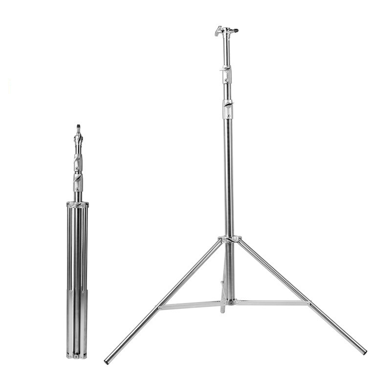 Stativ de iluminare din oțel inoxidabil pentru fotografiere live – încărcare 10 kg, diametru țeavă 25/30/35 mm, 3 secțiuni, greutate 2.35 kg