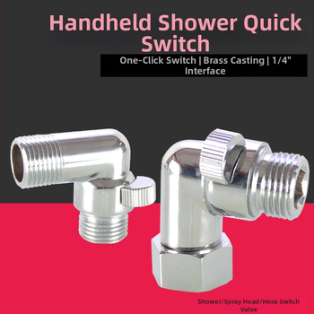 Valvă unghiulară din alamă cu filet intern și extern pentru duș, întrerupător rapid pentru furtunul de duș