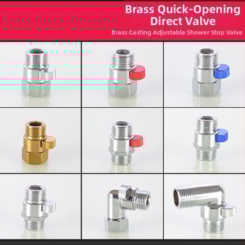 Valvă unghiulară din alamă cu filet intern și extern pentru duș, întrerupător rapid pentru furtunul de duș