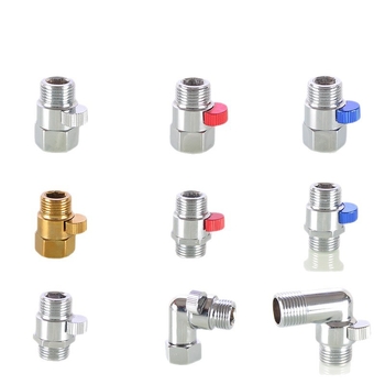 Valvă unghiulară din alamă cu filet intern și extern pentru duș, întrerupător rapid pentru furtunul de duș