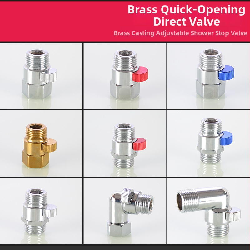 Valvă unghiulară din alamă cu filet intern și extern pentru duș, întrerupător rapid pentru furtunul de duș