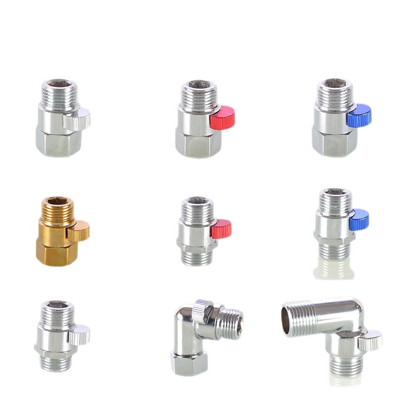 Valvă unghiulară din alamă cu filet intern și extern pentru duș, întrerupător rapid pentru furtunul de duș