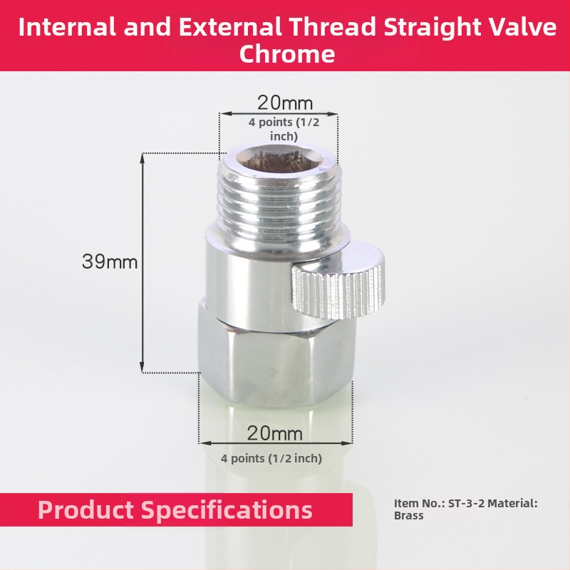 Valvă unghiulară din alamă cu filet intern și extern pentru duș, întrerupător rapid pentru furtunul de duș