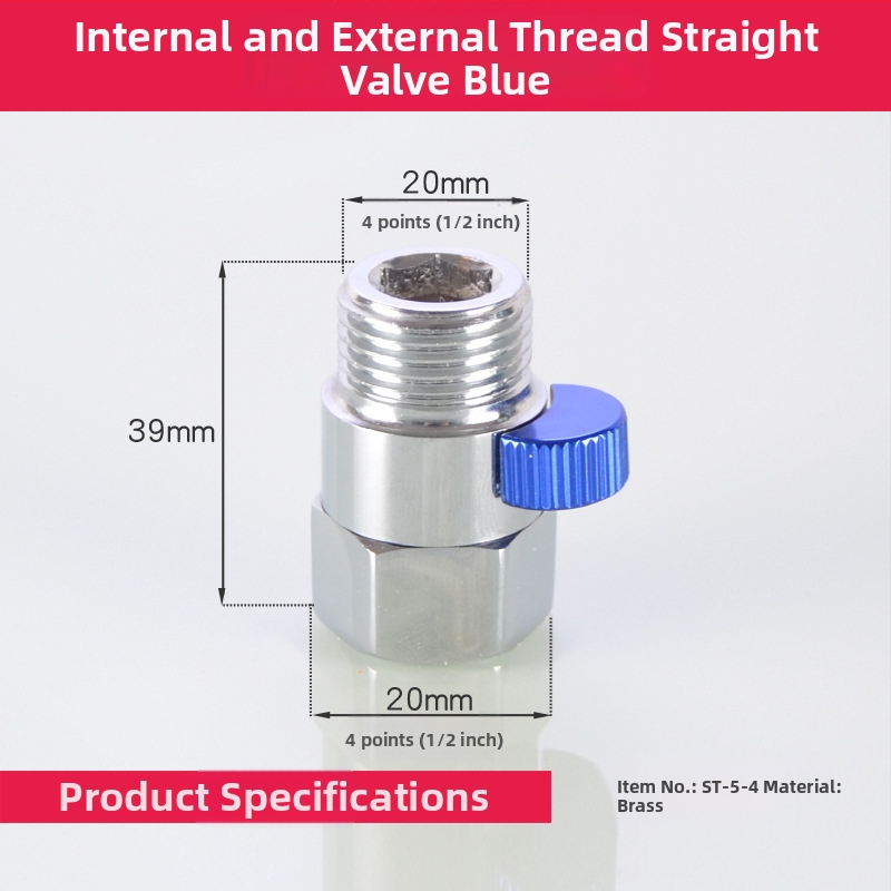 Valvă unghiulară din alamă cu filet intern și extern pentru duș, întrerupător rapid pentru furtunul de duș