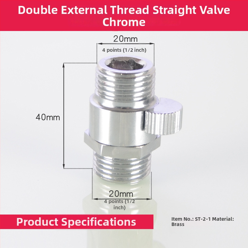 Valvă unghiulară din alamă cu filet intern și extern pentru duș, întrerupător rapid pentru furtunul de duș