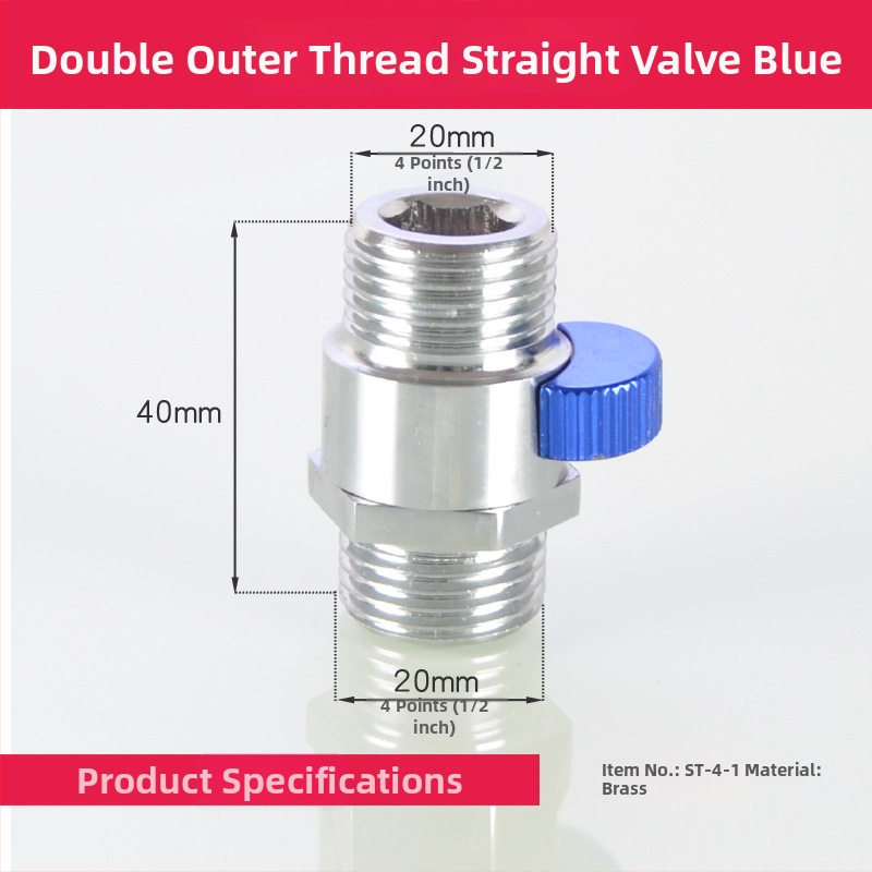 Valvă unghiulară din alamă cu filet intern și extern pentru duș, întrerupător rapid pentru furtunul de duș