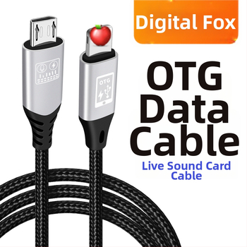 OTG zvukový kábel s Android v8 rozhraním, kompatibilný s Apple Lightning, jadro vodiča z nylónu, vodič zo zliatiny