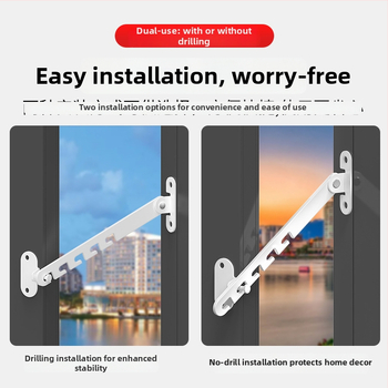 Detská bezpečnostná západka na okná – bez vrtania, odolná voči vetru, obmedzovač otvorenia vnútorného/vonkajšieho s háčikom a sponou – univerzálny model