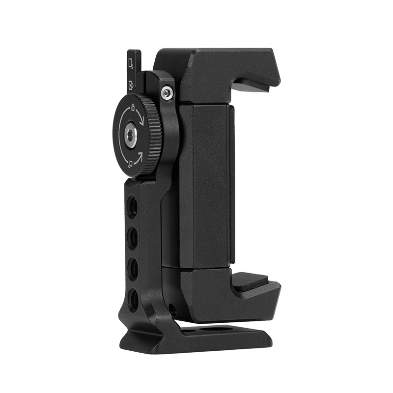Manizek-201 Clips pentru telefon cu eliberare rapidă pentru telefoane mobile, aliaj de aluminiu, rotire la 360°, port universal pentru șurub 3/8, încărcare până la 2 kg