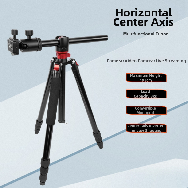 Panoramatický stojan na fotografovanie s horizontálnou stredovou osou a odnímateľným monopodom, nosnosť 8 kg, pracovná výška 1,93 m, maximálny priemer potrubia 25 mm, 4 sekcie, zložená dĺžka 0,46 m