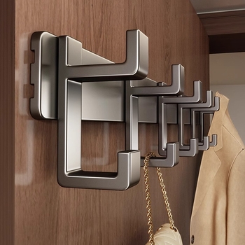 Cuier de haine montat pe perete — model Fjdtdygg, aluminiu Space, finisaj vopsire prin coacere, pentru uși și garderobe, stil modern, lux discret