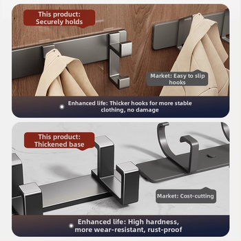 Nástenný vešiak na šaty — model Fjdtdygg, Space hliník, povrch: vypaľovaná farba, na dvere a šatník, moderná jednoduchosť, ľahký luxus
