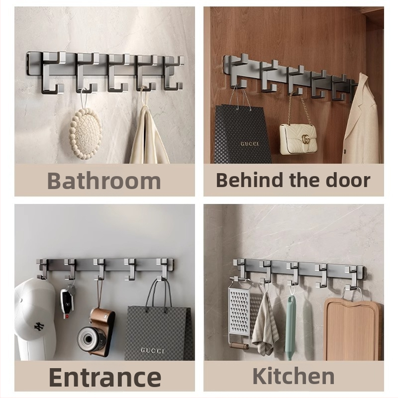 Nástenný vešiak na šaty — model Fjdtdygg, Space hliník, povrch: vypaľovaná farba, na dvere a šatník, moderná jednoduchosť, ľahký luxus