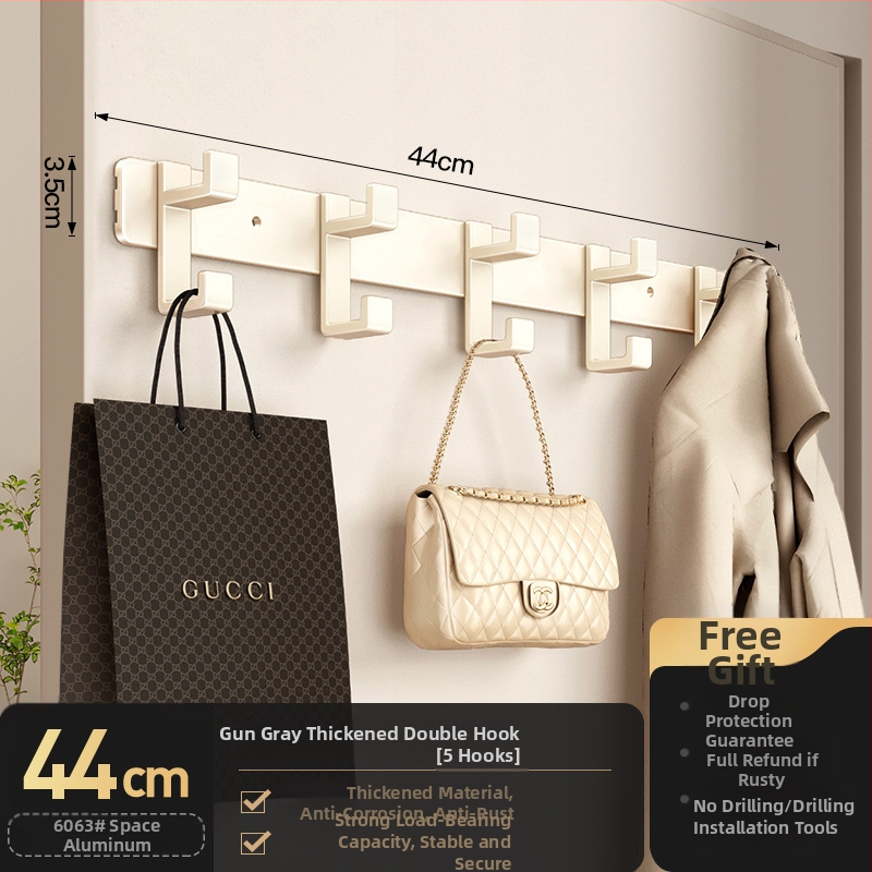 Nástenný vešiak na šaty — model Fjdtdygg, Space hliník, povrch: vypaľovaná farba, na dvere a šatník, moderná jednoduchosť, ľahký luxus