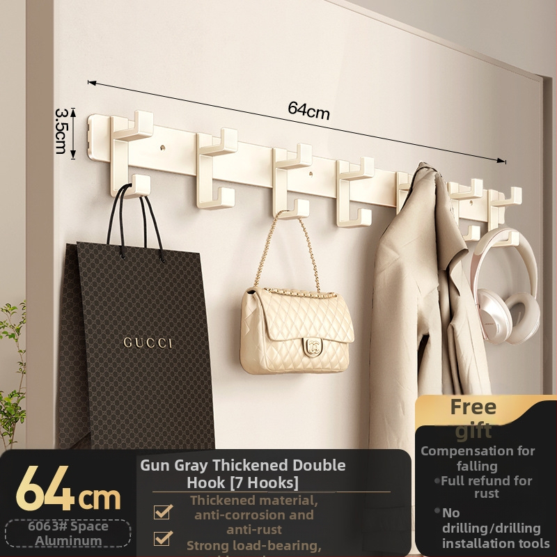 Nástenný vešiak na šaty — model Fjdtdygg, Space hliník, povrch: vypaľovaná farba, na dvere a šatník, moderná jednoduchosť, ľahký luxus