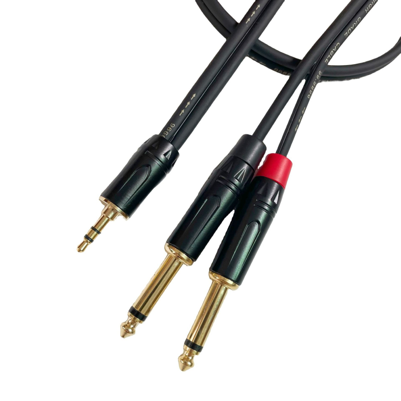 3,5 mm na dvostruki 6,35 mm stereo audio kabel, razdjelnik, dva muška 6,35 mm priključka, 2 vodiča