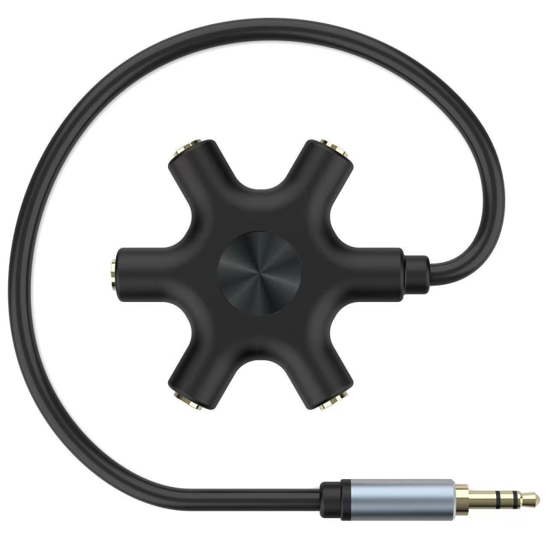 USB/Type-C na 5×3.5 mm audio splitter, pretvarač 1 na 5 zvuka, zlatno obloženo, bakreno jezgro, CCC certificiran
