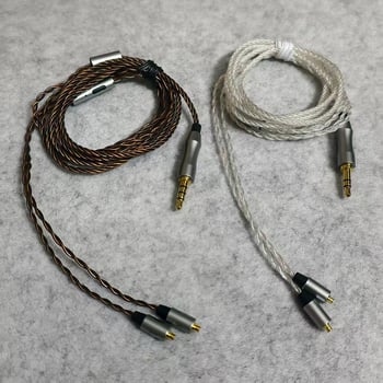 MMCX kabel za slušalice — ručno pletena srebrno pokovana bakrena žica, 4 vodova, 32 jezgara, 3,5 mm priključak