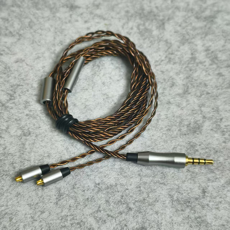 MMCX kabel za slušalice — ručno pletena srebrno pokovana bakrena žica, 4 vodova, 32 jezgara, 3,5 mm priključak
