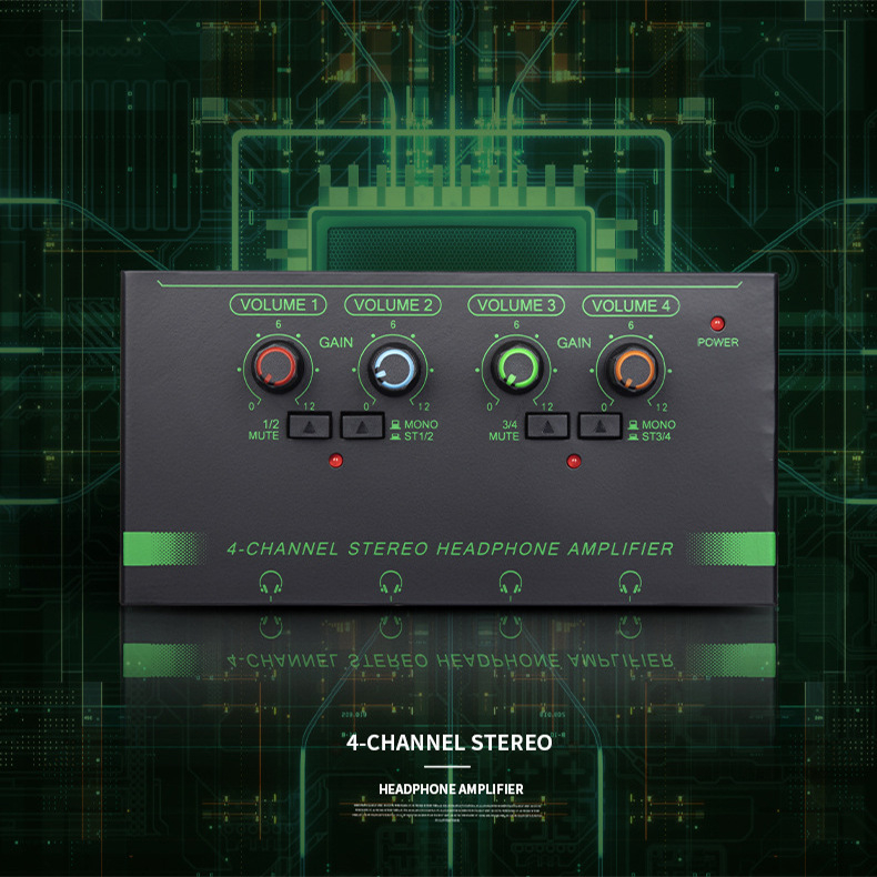 Amplificator pentru căști XTUGA EH04/EH06, 4 canale / 6 canale Monitor, Audio profesional, Carcasă metalică, Intrări 3,5 mm și 6,35 mm
