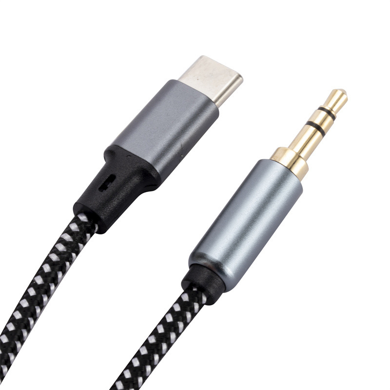 Type-C audio kabel na 3,5 mm za mobitele i tablete, zlatno premazan, pleteni bakar