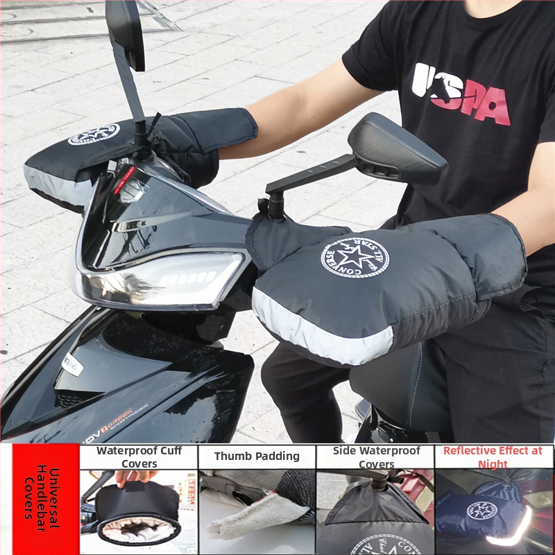 Κάλυμμα χειρολαβής για ηλεκτρικό σκούτερ και μοτοσικλέτα – βαμβακερό, αδιάβροχο, ανθεκτικό στον άνεμο, με παχύτερη μόνωση (ζεύγος)