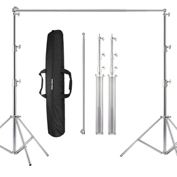 Stativ de fundal din oțel inoxidabil pentru fotografie, stativ telescopic cu 3 secțiuni pentru iluminare, înălțime de lucru 2.8 m, țevi Ø25/30/35 mm, greutate 5.5 kg, marca YIDA
